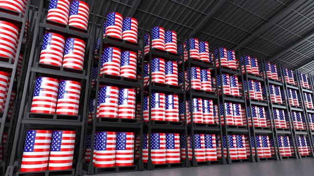 USA oil supply and strategic energy storage industry concept. 3D Render