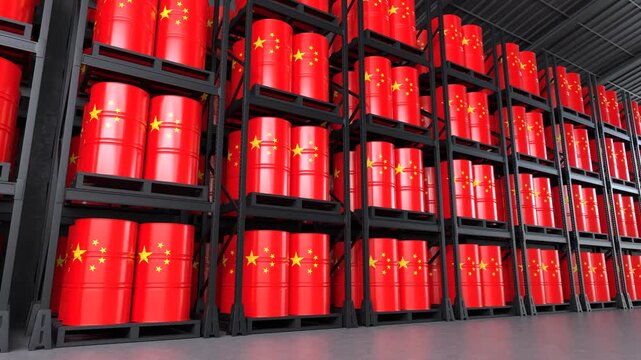 China oil supply and strategic petroleum reserve industry concept. 3D render