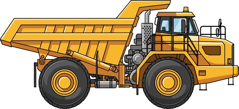 Massive yellow haul truck used in open pit mining operations