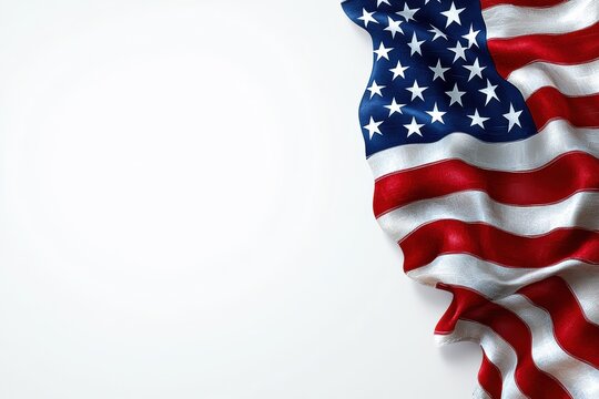 An American flag displayed on a plain white background