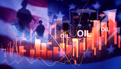Plakat Strait of Hormuz important factor in the rise oil price Industry.Iran blocked the Strait of Hormuz.Conflict betweenUnited States and Iran is causing oil prices to rise on the stock market. 