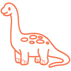 Handdrawn Cute Brachiosaurus Long Neck Dinosaur with Spotted Back Minimalist Prehistoric Line Art © Tazkia