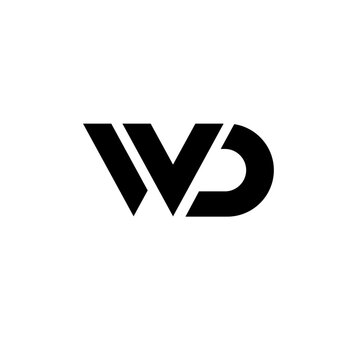 Modern WD Letter Logo Design Black and White Minimalist Monogram