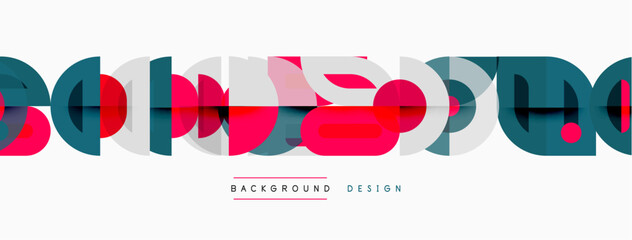 Obraz premium Abstract geometric shapes create modern background. Red, teal, white colors dominate design, offering sleek visual appeal.