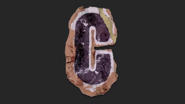 A drag and drop typographic letter with alpha in a grunge torn creased up paper and card style that folds out in to place with worn aged effects and paper tears.
