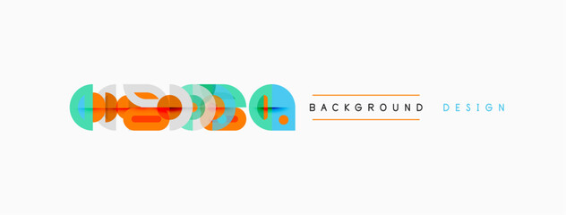 Fototapeta premium Abstract geometric shapes, vibrant colors, modern design elements. Background features stylized curves, lines, circles. Minimalist aesthetic.