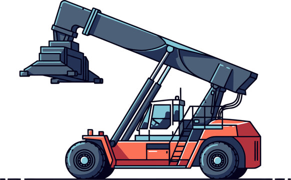 Container reach stacker moving cargo at a shipping port