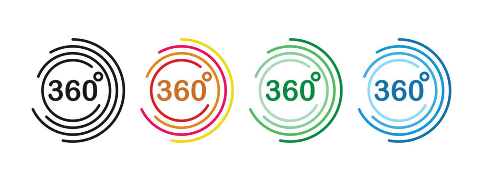 360 Degree View Vector Icon &ndash; Panorama Rotation Virtual Tour Design Symbol