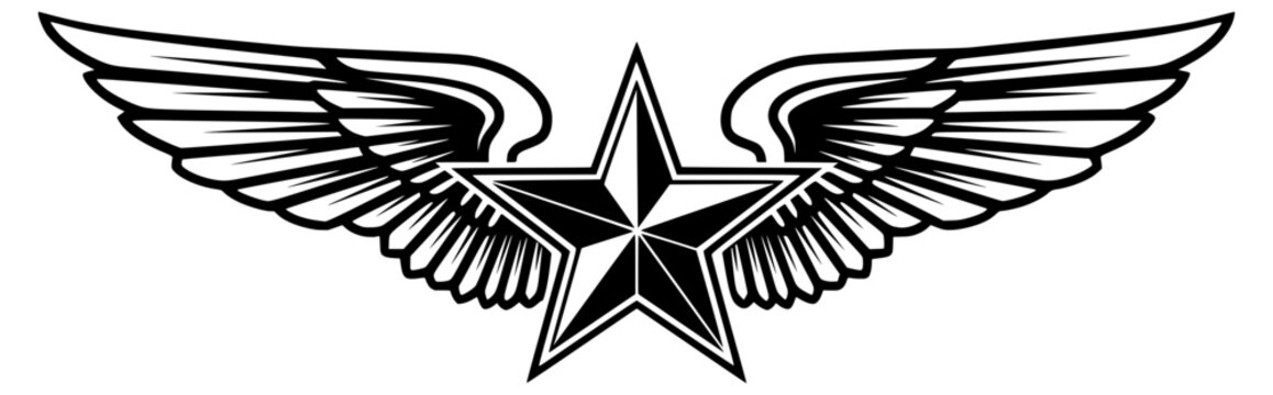 star emblem with wings 
