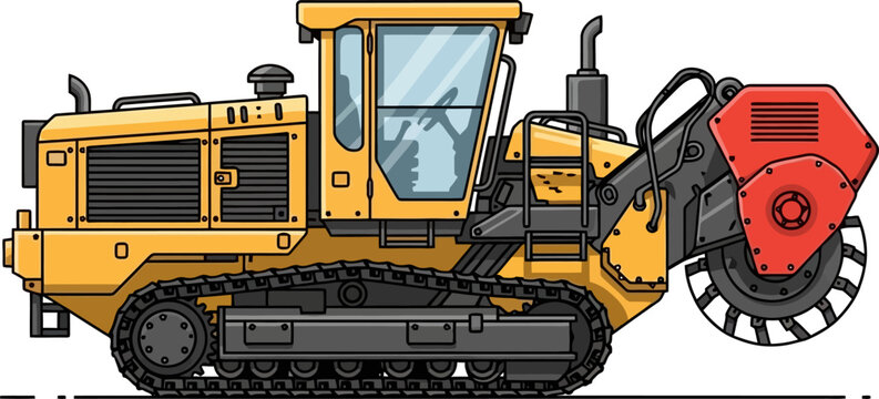 Surface mining machine with rotary cutting drum for excavation