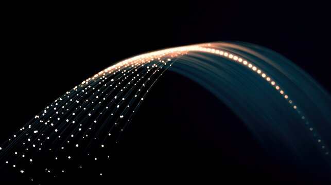 parabolic. A minimalist parabolic arc of glowing dots against a dark background. product launch decks, UI/UX mockups, designed for product launches and innovation pitches, used by PR specialists.