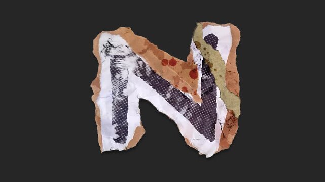A drag and drop typographic letter with alpha in a grunge torn creased up paper and card style that folds out in to place with worn aged effects and paper tears.
