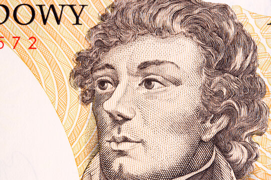 Andrew Thaddeus Bonaventure Kosciuszko a closeup portrait from old Polish money