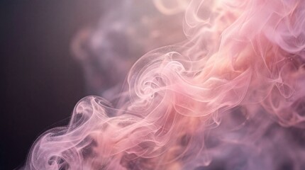 Fototapeta premium abstract pink and purple smoke swirling with glowing particles against dark background. ethereal fluid motion concept. copyspace for banner, website header.