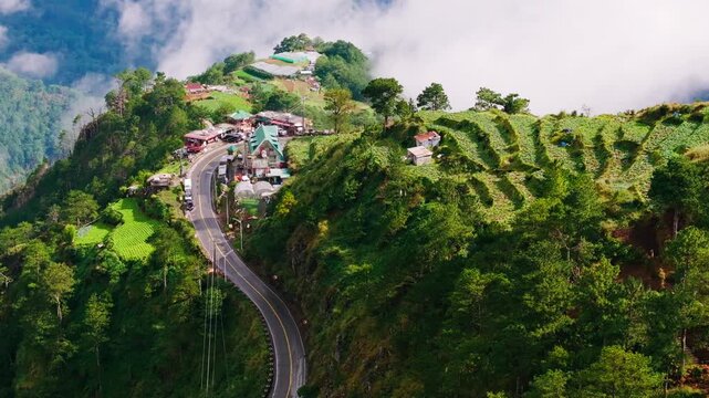 Cinematic view Halsema Highroad Second Highest Point Atok Benguet Philippines