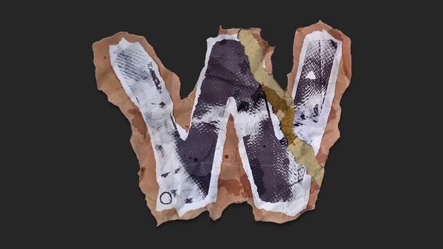A drag and drop typographic letter with alpha in a grunge torn creased up paper and card style that folds out in to place with worn aged effects and paper tears.
