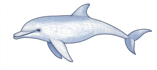 Fototapeta premium Stylized Artwork of an Aquatic Mammal, Isolated on White, Capturing Underwater Beauty and Grace