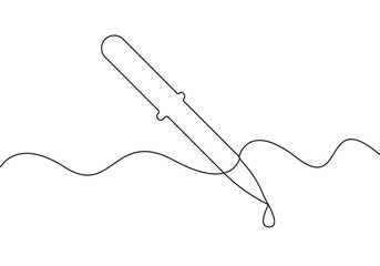 Fototapeta premium Continuous line drawing art of a laboratory pipette, a tool used in science for transferring small amounts of liquid vector illustration