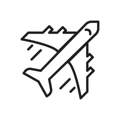Obraz premium Minimal airplane line icon representing aviation travel, aircraft transportation and airline flights