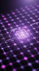 Obraz premium Close-up of a purple circuit board with connected dots forming a grid, featuring 