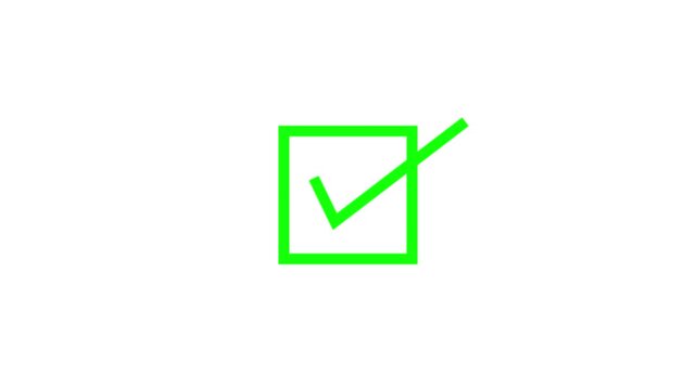 A simple green right angle bracket shape on a white background