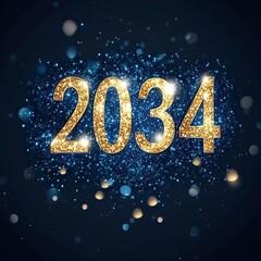 Stunning Digital Artwork of the Year 2034 with Festive Decorations and Seasonal Background Effects