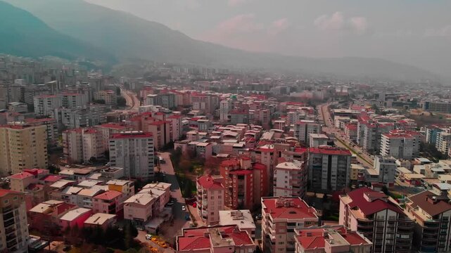 Aerial View of Bursa Yildirim District Apartments and Highways