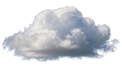 Isolated fluffy cumulus cloud with detailed texture for weather and sky design elements.