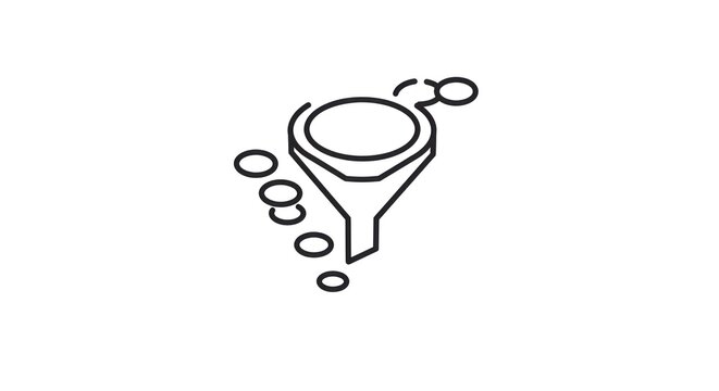 Funnel with flowing liquid droplets.