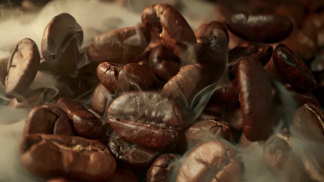 Super Slow Motion Macro of Falling Coffee Beans at 1000fps.