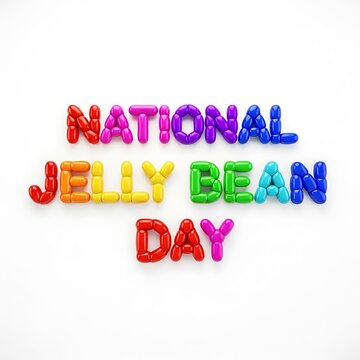National jelly bean day colorful candy alphabet letters on white background