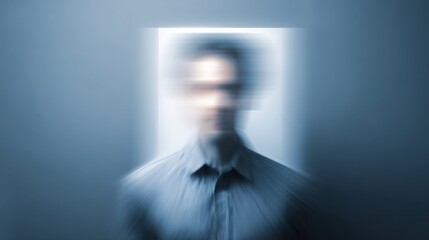 Obraz premium A blurred image of a person with the light coming from behind, creating an out-of-focus effect