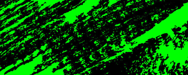 Obraz premium Brush stroke textured abstract trendy background. Hand drawn neon green scratches splatter grunge distressed black background. Grainy bold brush strokes texture for posters, banners, presentations