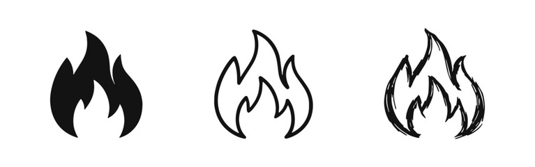 Obraz premium Flame and Fire Icon Set - Hot and Burning Symbol