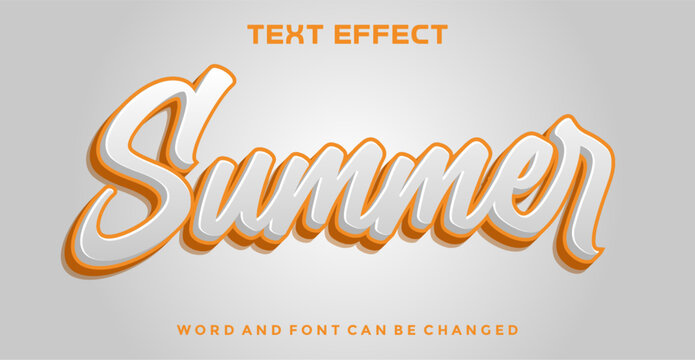 Summer 3D Text Effect with White Script Typography on Fresh Orange Background