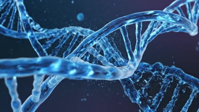 Vibrant 3D digital animation of DNA double helix, representing human genetic code and life science. Ideal for biotechnology, genomics, and healthcare concepts, symbolizing scientific research,...