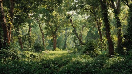 Fototapeta premium Sunlight in lush forest