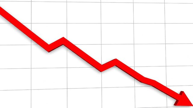 Downward trend graph on a grid background