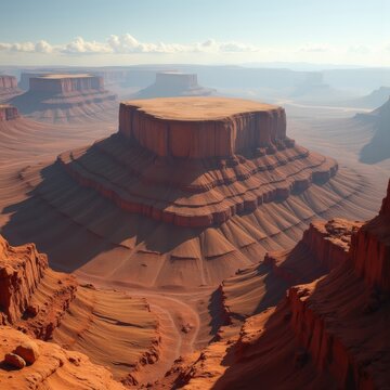 Flat-Topped Plateau Mesa Desert Valleys Unique Geological Formations