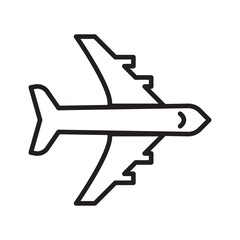 Minimal airplane flight line icon representing aviation transport, airline travel and global flight routes © Tornado design