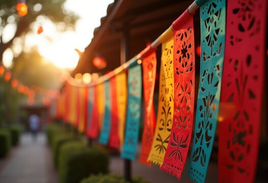 Fiesta Vibes Mexican Banners Brilliant Papel Picado Traditional Elements Folk Art Inspired Celebration