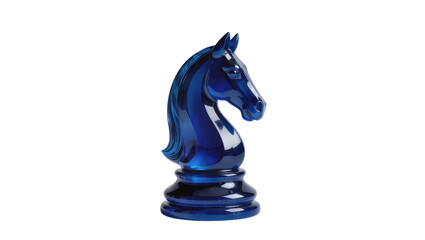 Isolated translucent blue glass chess knight piece, elegant crystal game figure, strategic move © Stefan