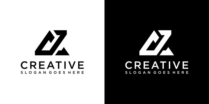 AZ or ZA initial letter logo design vector