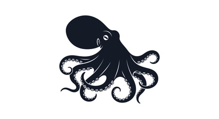 Stylized black octopus silhouette on white background © sudar