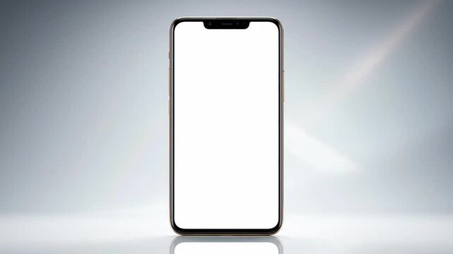 Sleek modern smartphone with an empty white screen, perfect for mobile app presentations, UI/UX design mockups, digital advertising, and showcasing new technology solutions for business and...