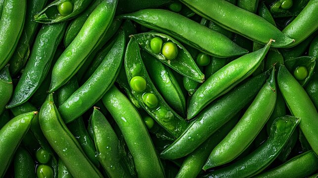 Vibrant Green Field of Fresh Pea Pods Ready for Harvest, A Healthy and Nutritious Natural Delight