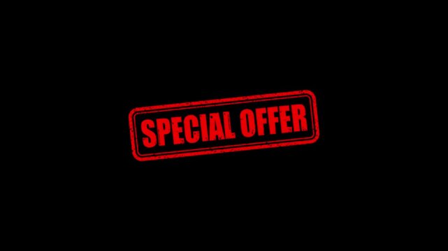Special Offer text rubber stamp motion. Animated special offer textured rubber stamp. Slide up to down 4k video.
