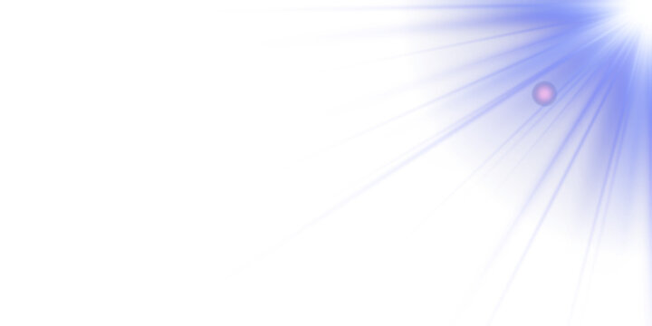 Blue star glow, shine, ray light up in transparent PNG. Beautiful rays of light on PNG background with blue sunlight lens flare. Bright sparkle for winter holiday scenes and designs.