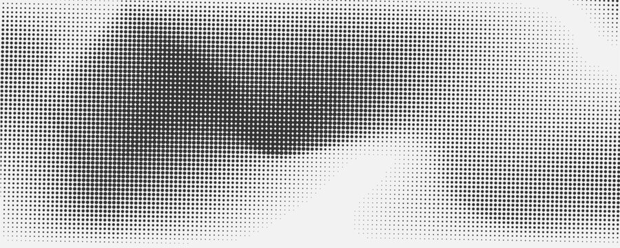 Grunge halftone gradient background. Faded grit noise texture. White and black sand wallpaper. Retro pixelated backdrop. Anime or manga style comic overlay. Vector graphic design textured template