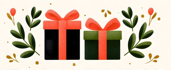 Fototapeta premium Celebrating the joyful spirit of giving with a charming and heartfelt gift swap design